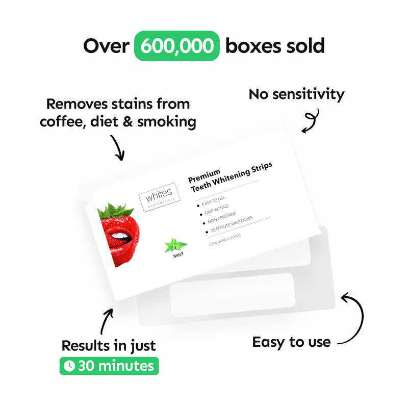 Teeth Whitening Strips, 28 Strips (14 Day Treatment) Non Peroxide, Sensitivity Free, Vegan